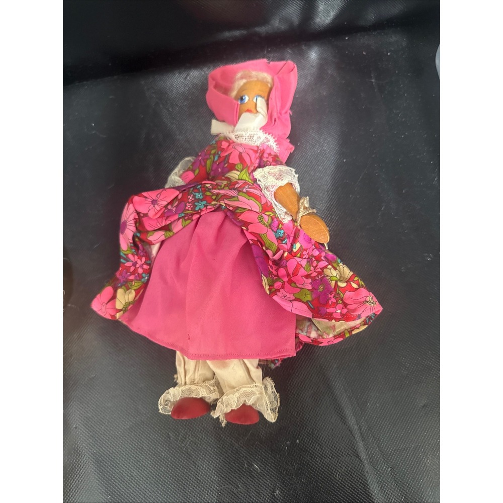 Vintage Peggy Nisbet Collectors Costume Doll Made in England Pink Floral Wood